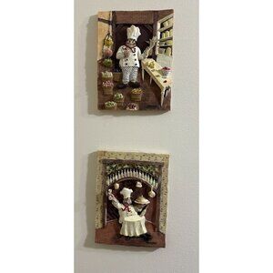 2 vintage RIGGSBEE CHEF WALL PLAQUES 6 " X 4 1/2" BAKER COOK